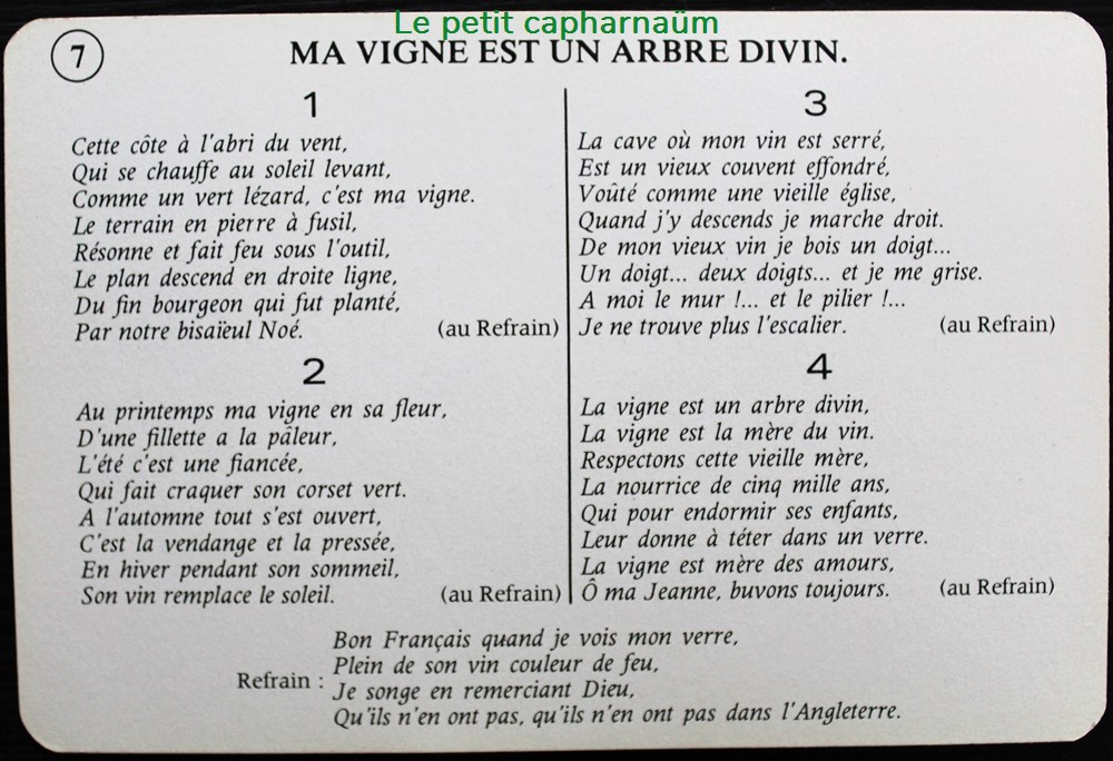 Chanson paillarde - Ma vigne est un arbre divin jeux societe jouets cartes chanson paillarde ma vigne est un arbre divin
