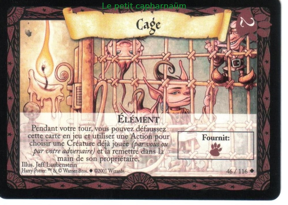 TCG Harry Potter - Set de base - 046 - Cage - Peu commune jeux societe jouets jeu carte collectionner tcg harry potter set de base 046 cage peu commune