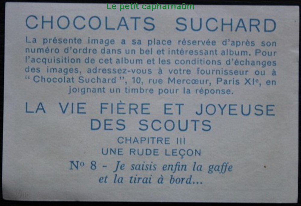 Image / Chromo - La vie fière et joyeuse des scouts - III-08 - Je saisis enfin la gaffe documents anciens chromos images alimentaires image chromo la vie fiere et joyeuse des scouts iii 08 je saisis enfin la gaffe