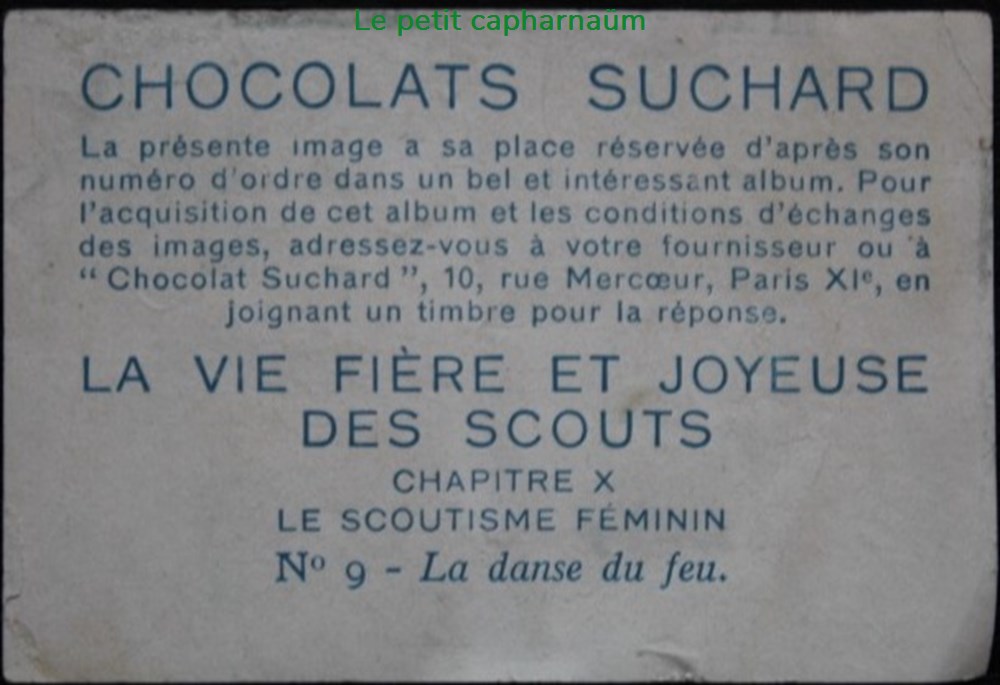 documents anciens chromos images alimentaires image chromo la vie fiere et joyeuse des scouts x 09 la danse du feu