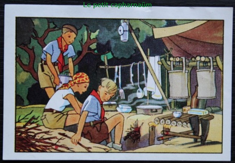 documents anciens chromos images alimentaires image chromo la vie fiere et joyeuse des scouts v 02 la cuisine en plein air