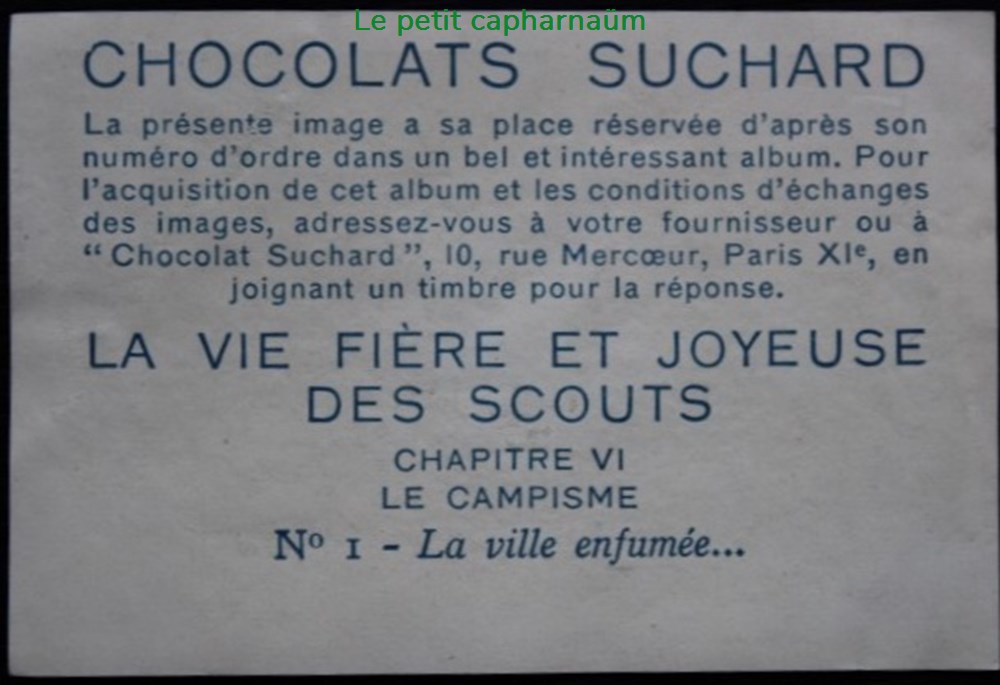 Image / Chromo - La vie fière et joyeuse des scouts - VI-01 - La ville enfumée... documents anciens chromos images alimentaires image chromo la vie fiere et joyeuse des scouts vi 01 la ville enfumee