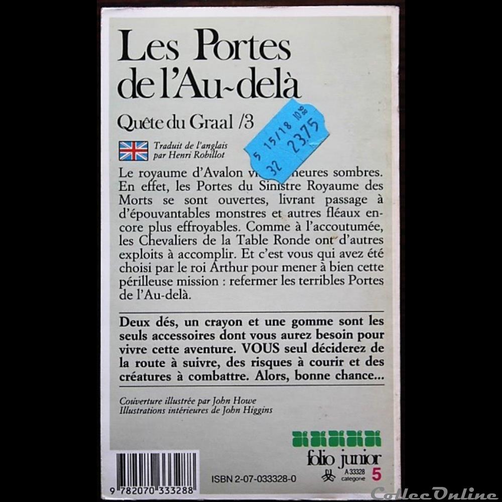 LDVELH - Quête du Graal - 03 - Les portes de l'au-delà jeux societe jouets livre dont vous etes heros ldvelh quete du graal 03 les portes de au dela