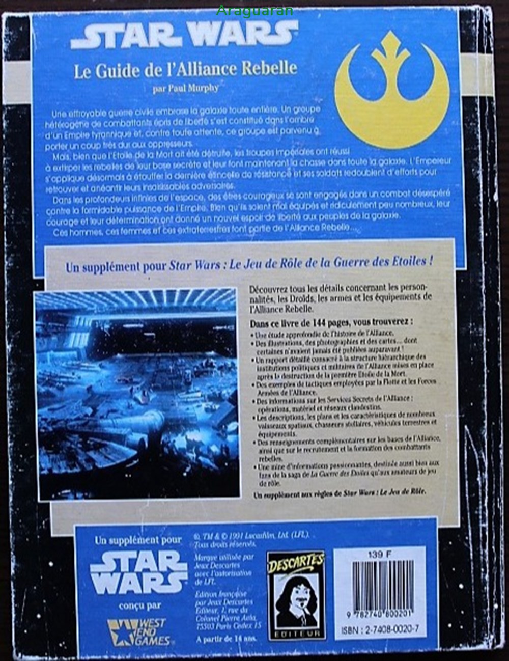 Jeu de rôle - Star wars D6 - Le Guide de l'alliance rebelle jeux societe jouets roles jeu de role star wars d6 le guide de alliance rebelle