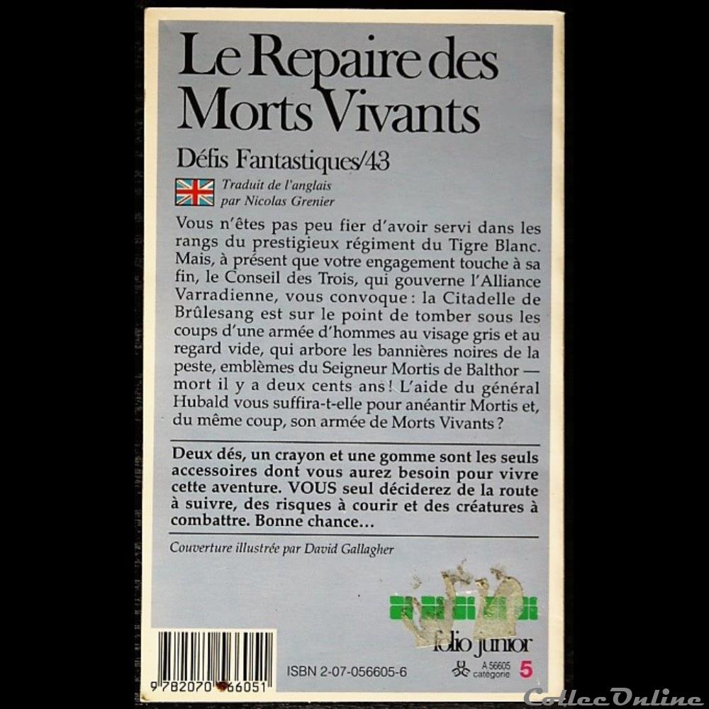 LDVELH - Défis fantastiques - 43 - Le repaire des morts vivants jeux societe jouets livre dont vous etes heros ldvelh defis fantastiques 43 le repaire des morts vivants