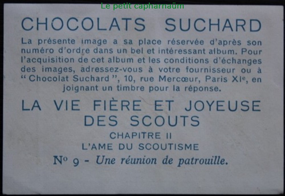 Image / Chromo - La vie fière et joyeuse des scouts - II-09 - Une réunion de patrouille documents anciens chromos images alimentaires image chromo la vie fiere et joyeuse des scouts ii 09 une reunion de patrouille