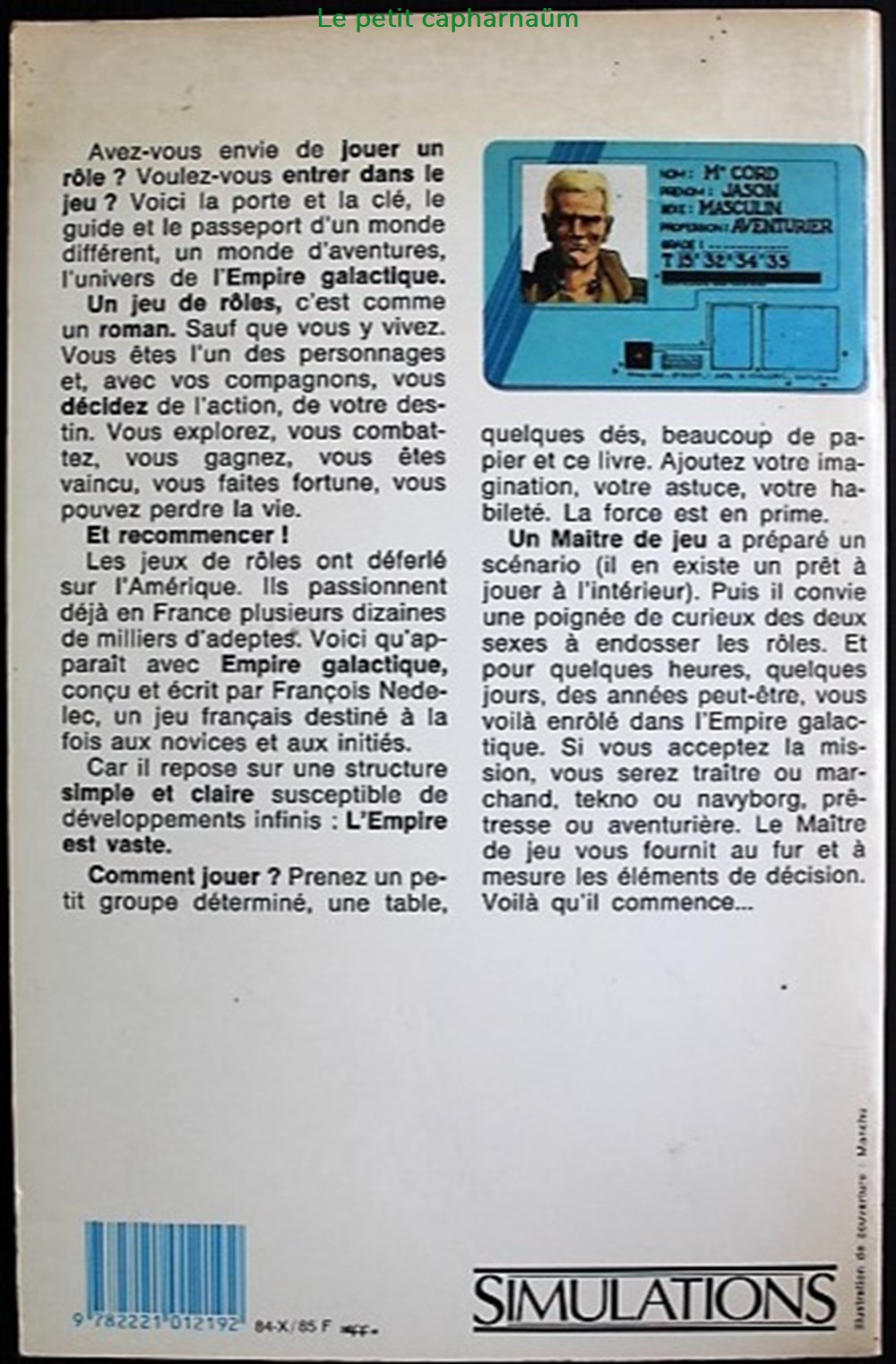 jeux societe jouets roles empire galactique livre des regles