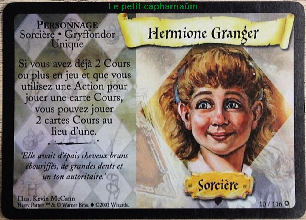 TCG Harry Potter - Set de base - 010 A - Hermione Granger - Rare jeux societe jouets jeu carte collectionner tcg harry potter set de base 010 a hermione granger rare