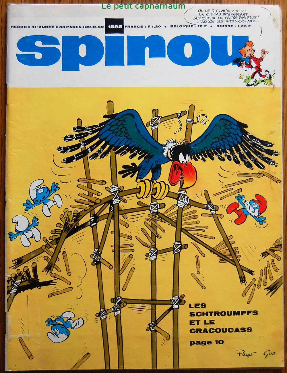 Spirou - 1585 - Couverture : Les schtroumpfs livres bd revues spirou 1585 couverture les schtroumpfs