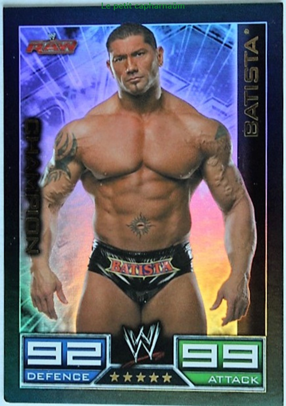 jeux de societe jouets jeu collectionner slam attax carte 012 batista champion rare foil