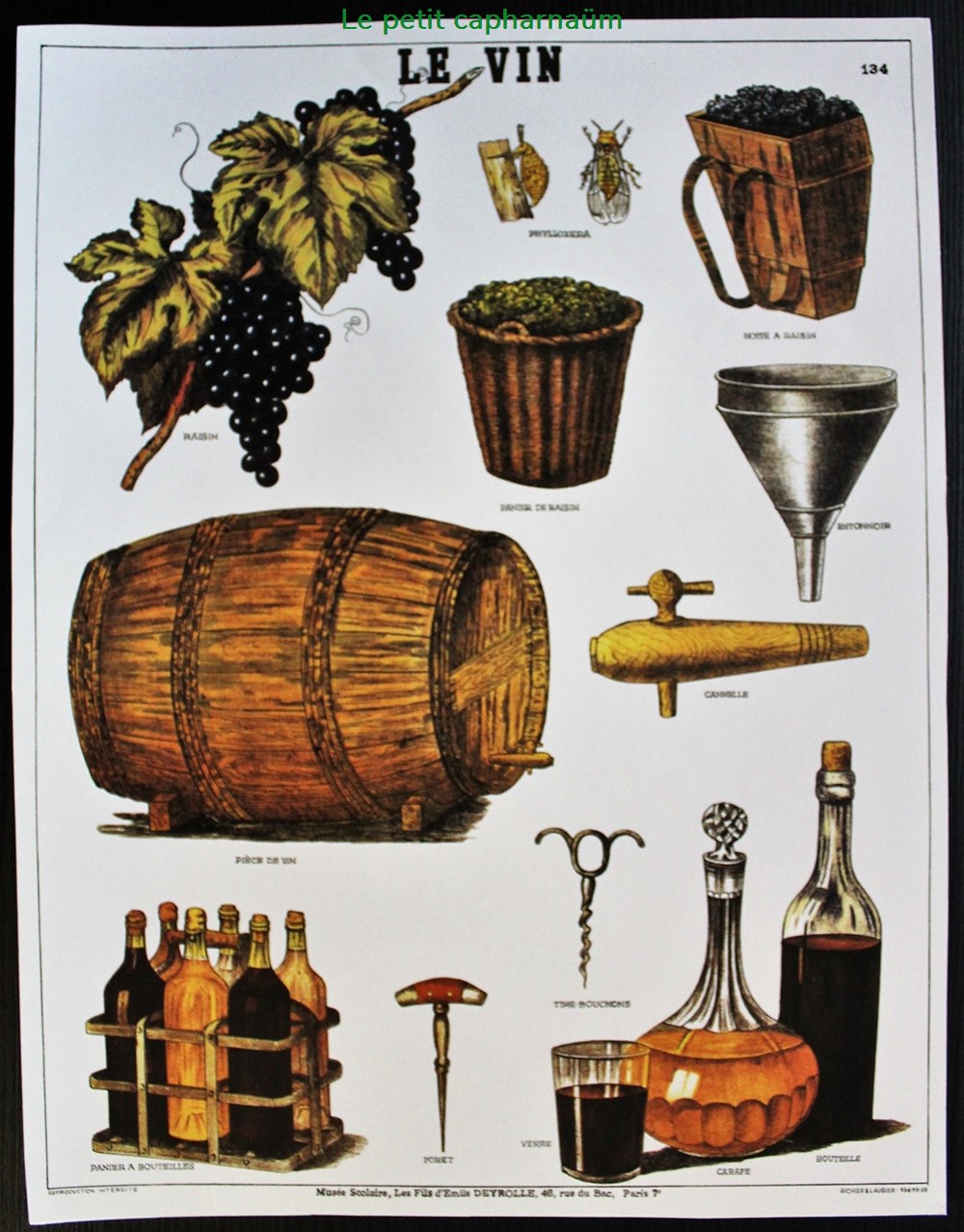 Planche Documentation scolaire - Le vin - "Les fils d'Emile Deyrolle" documents anciens chromos images planche documentation scolaire le vin les fils emile deyrolle