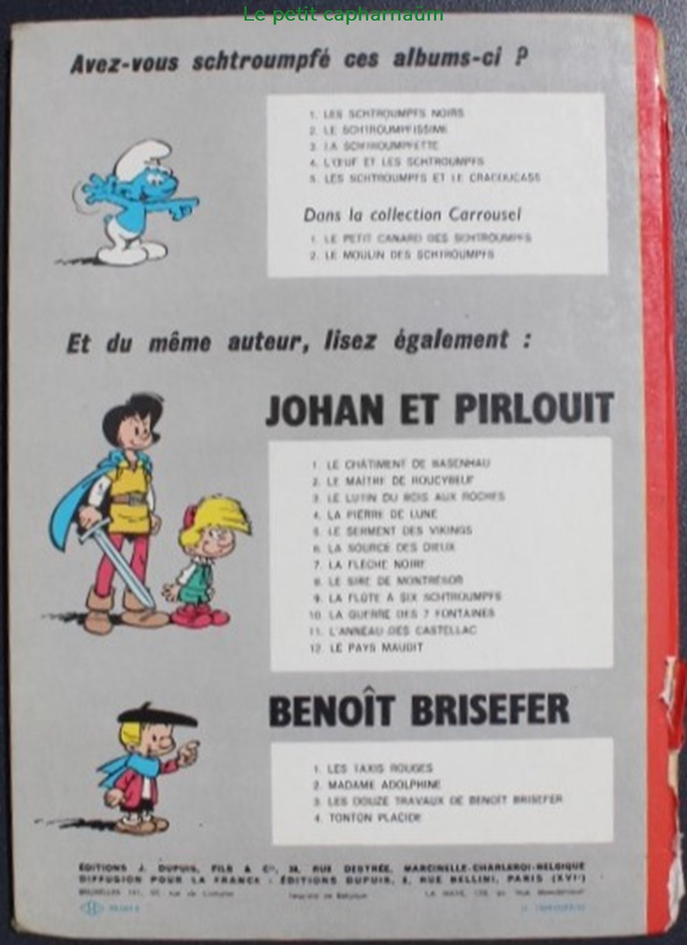 Les schtroumpfs - 05 - Les schtroumpfs et le cracoucass - EO 1969 2 livres bd revues bandes dessinees les schtroumpfs 05 les schtroumpfs et le cracoucass eo 1969