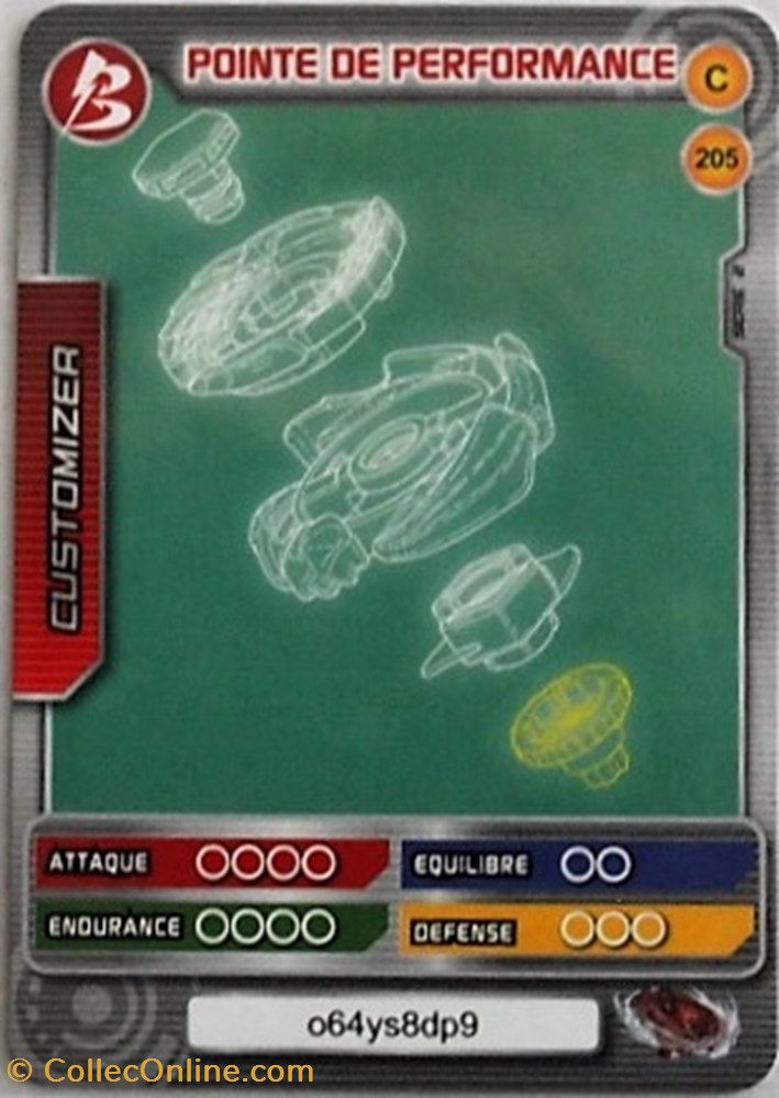 TCG Beyblade - 205/240 - Pointe de performance jeux jouets jeu carte collectionner tcg beyblade 205 240 pointe de performance