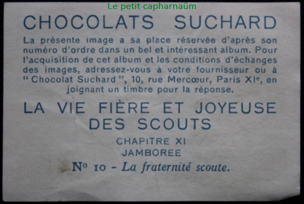 Image / Chromo - La vie fière et joyeuse des scouts - XI-10 - La fraternité scoute documents anciens chromos images alimentaires image chromo la vie fiere et joyeuse des scouts xi 10 la fraternite scoute