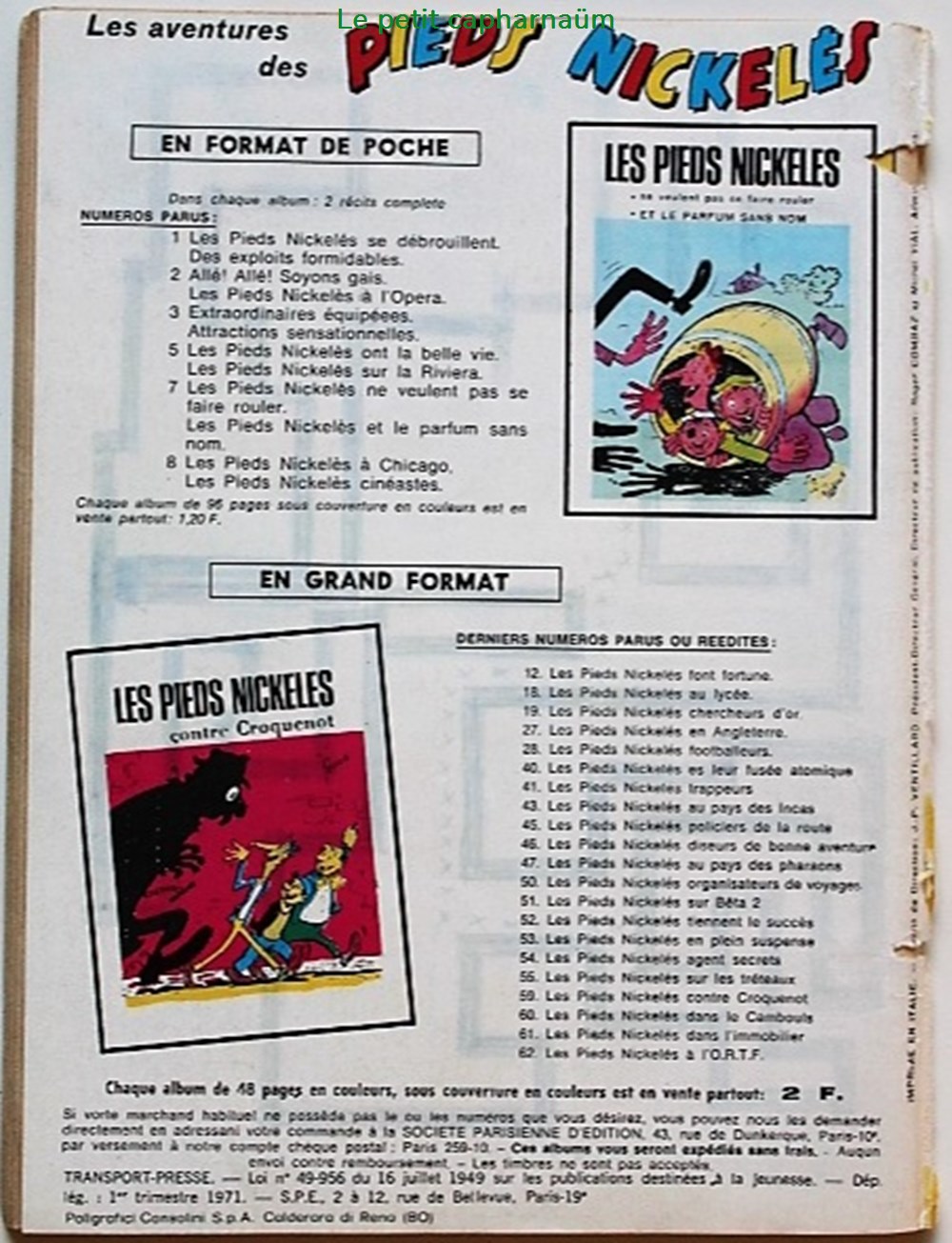 Le journal des pieds nickelés - N°62 - Mars 1971 livres bd revues le journal des pieds nickeles n 62 mars 1971