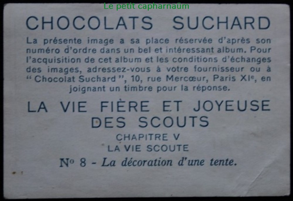documents anciens chromos images alimentaires image chromo la vie fiere et joyeuse des scouts v 08 la decoration une tente