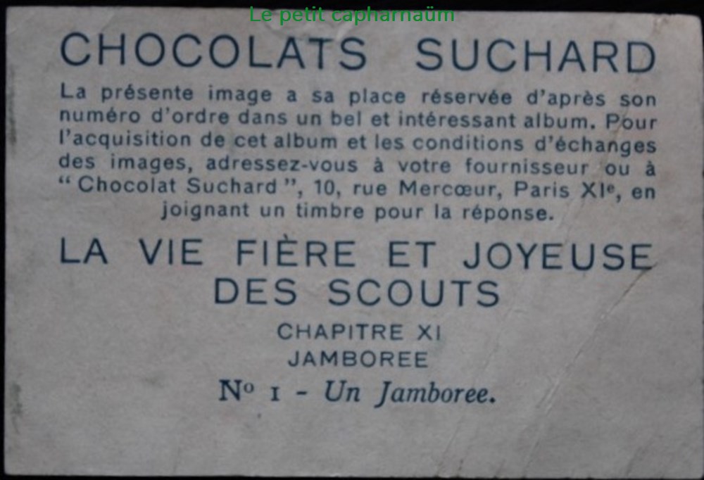 Image / Chromo - La vie fière et joyeuse des scouts - XI-01 - Un jamboree documents anciens chromos images alimentaires image chromo la vie fiere et joyeuse des scouts xi 01 un jamboree