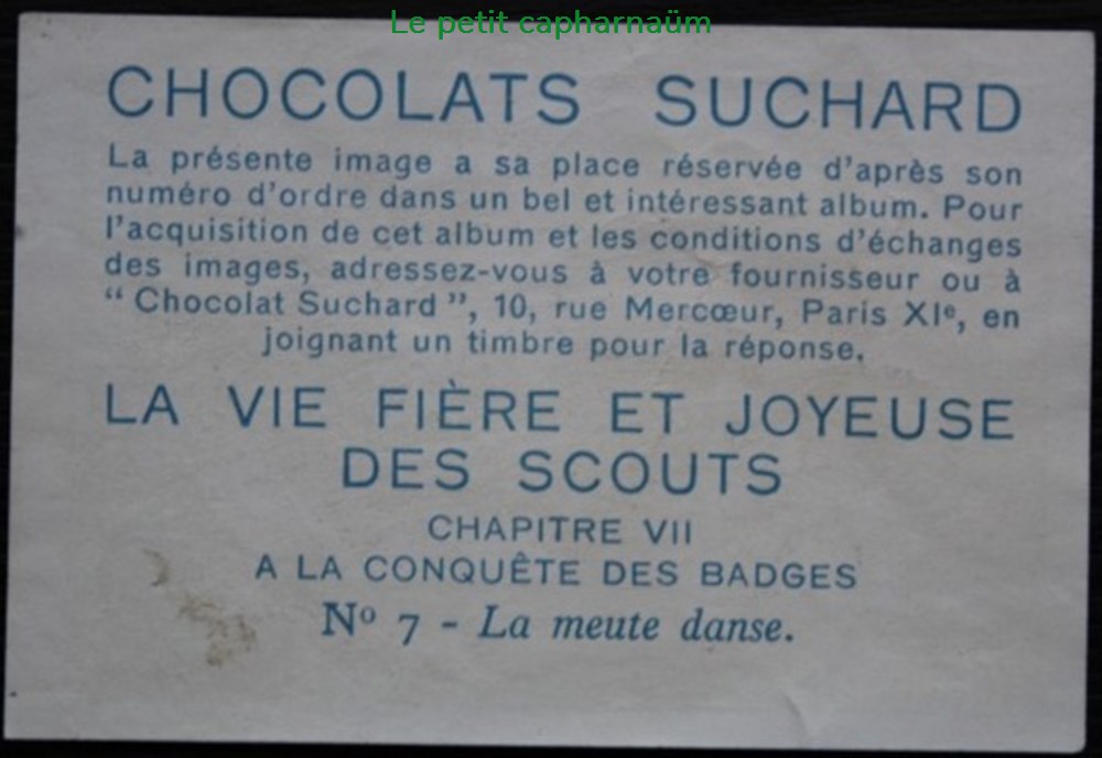 Image / Chromo - La vie fière et joyeuse des scouts - VII-07 - La meute danse documents anciens chromos images alimentaires image chromo la vie fiere et joyeuse des scouts vii 07 la meute danse