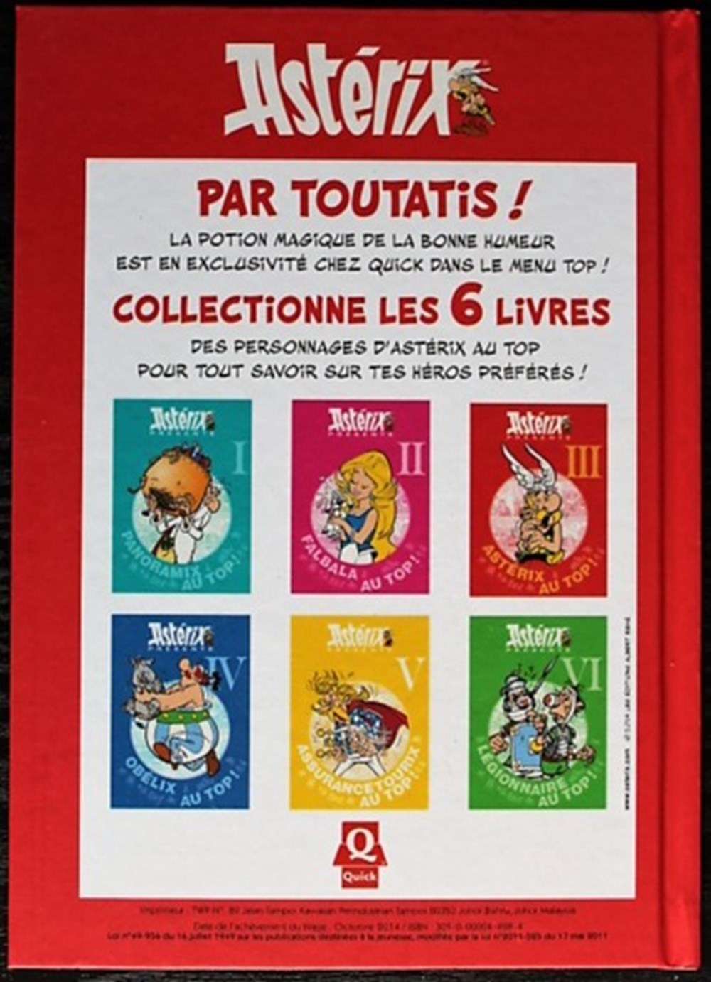 Mini Album Publicitaire Quick - Astérix - 3 - Astérix au top ! - EO 2014 livres bd revues bandes dessinees mini album publicitaire quick asterix 3 asterix au top eo 2014