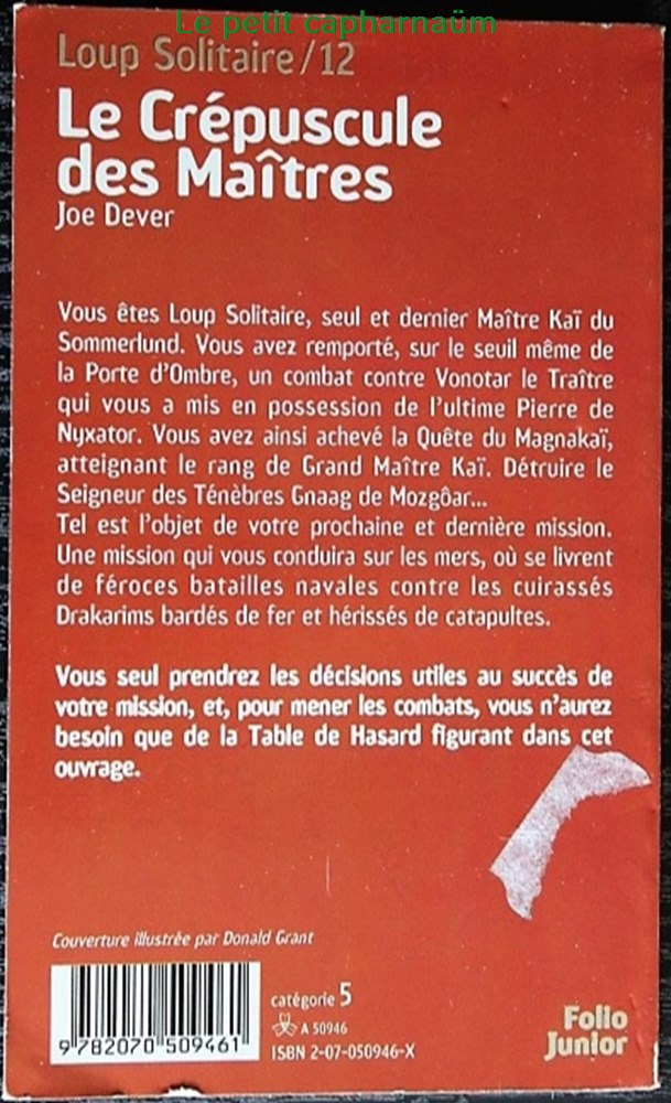 LDVELH - Loup solitaire - 12 - Le crépuscule des Maîtres jeux societe jouets livre dont vous etes heros ldvelh loup solitaire 12 le crepuscule des maitres