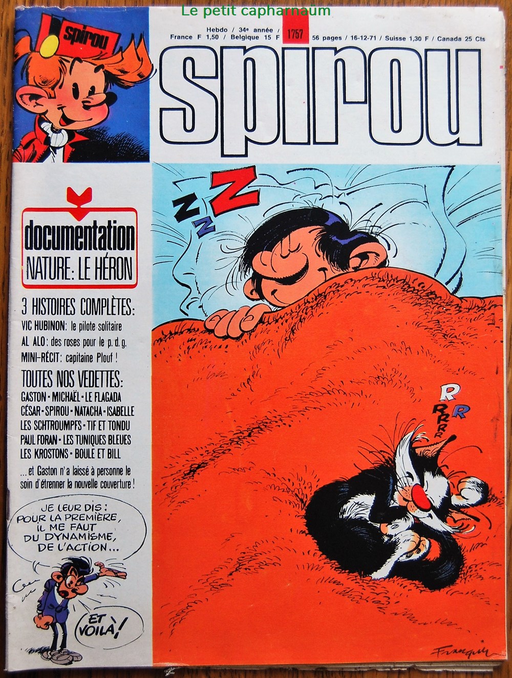 Spirou - 1757 - Couverture : Gaston Lagaffe livres bd revues spirou 1757 couverture gaston lagaffe