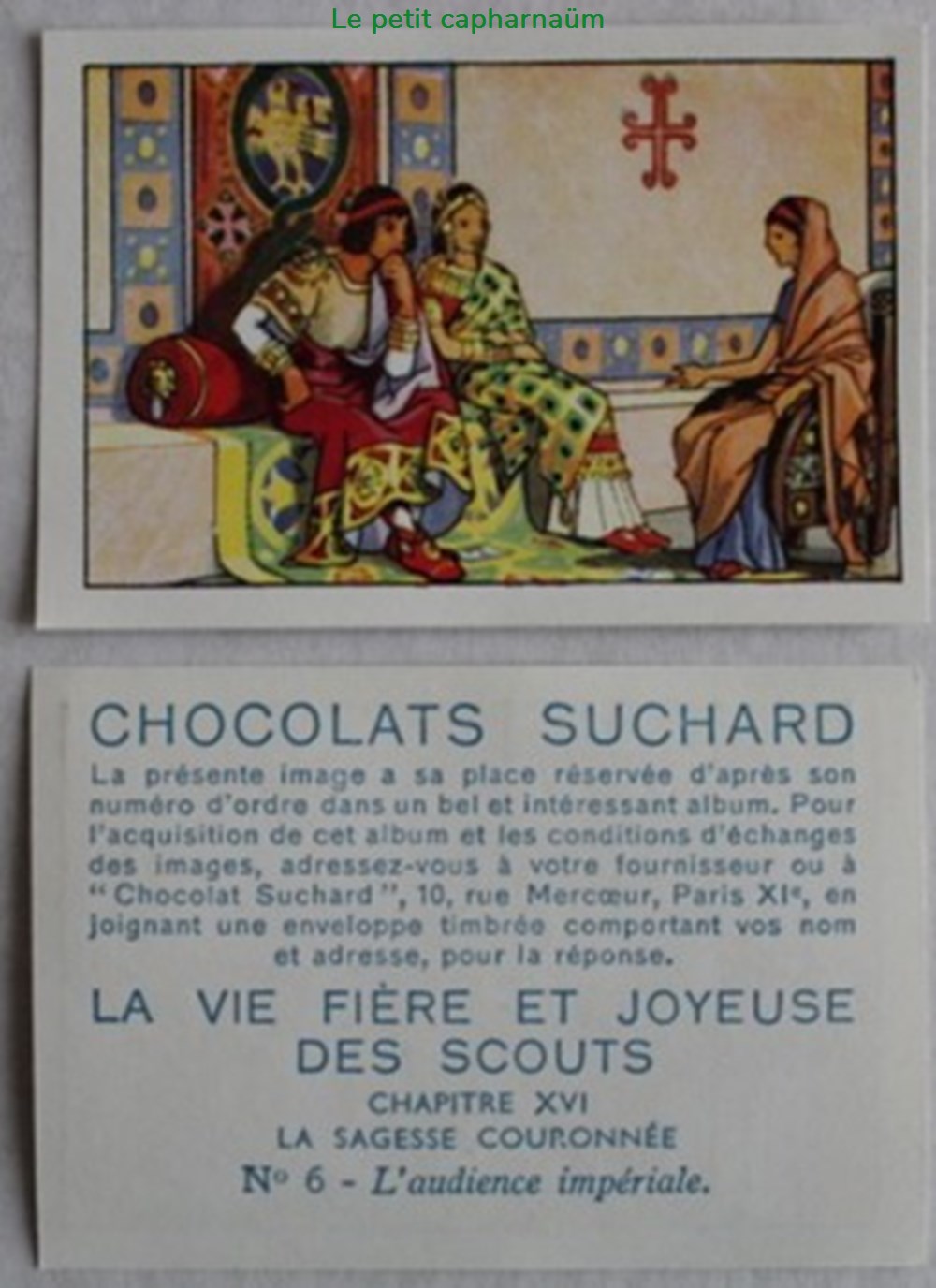 documents anciens chromos images alimentaires image chromo la vie fiere et joyeuse des scouts xvi 06 audience imperiale