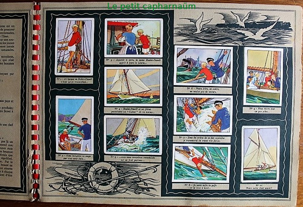 Album Suchard - La vie fière et joyeuse des scouts 3 documents anciens chromos images alimentaires album suchard la vie fiere et joyeuse des scouts