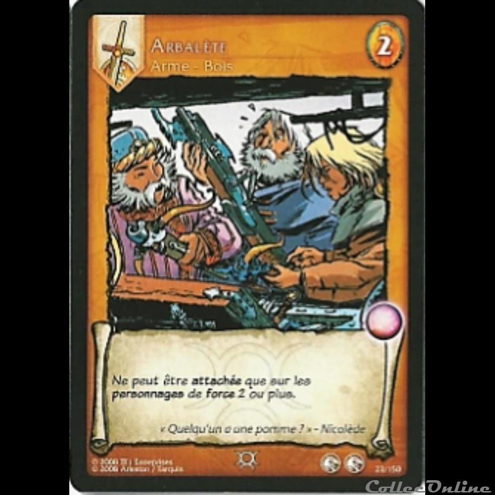 jeux jouet jeu carte collectionner lanfeust de troy 023 arbalete
