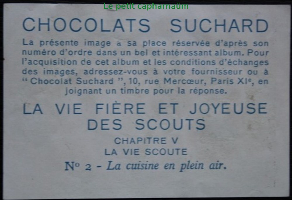 documents anciens chromos images alimentaires image chromo la vie fiere et joyeuse des scouts v 02 la cuisine en plein air