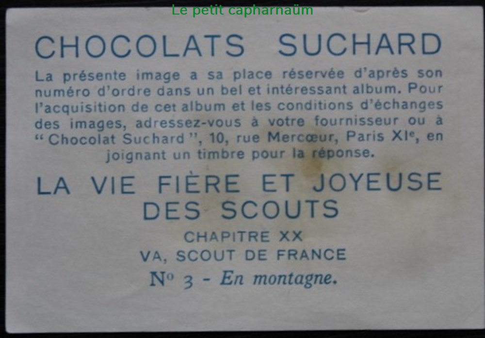 documents anciens chromos images alimentaires image chromo la vie fiere et joyeuse des scouts xx 03 en montagne