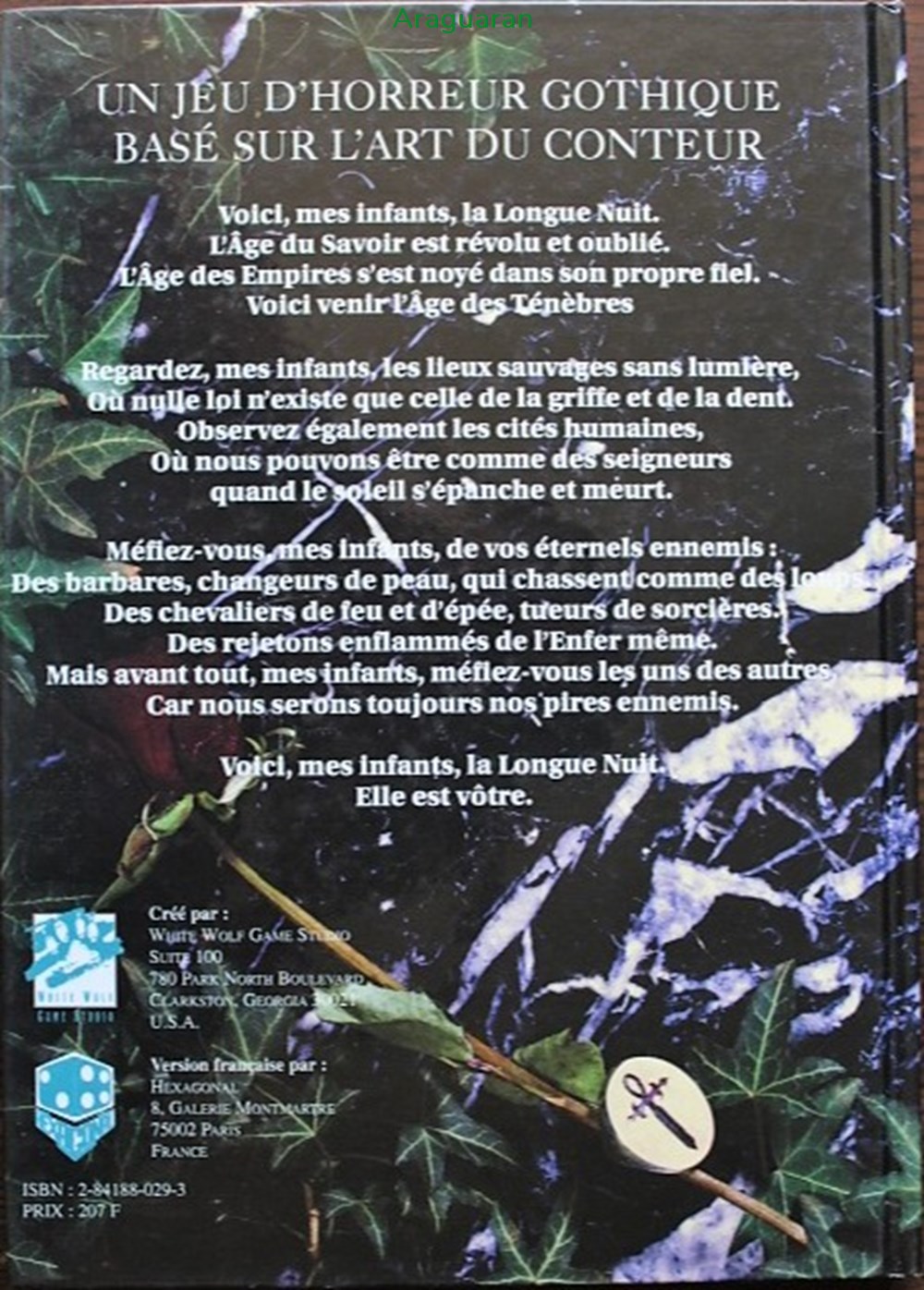 Jeu de rôle - Vampire, l'âge des ténèbres jeux societe jouets roles jeu de role vampire age des tenebres