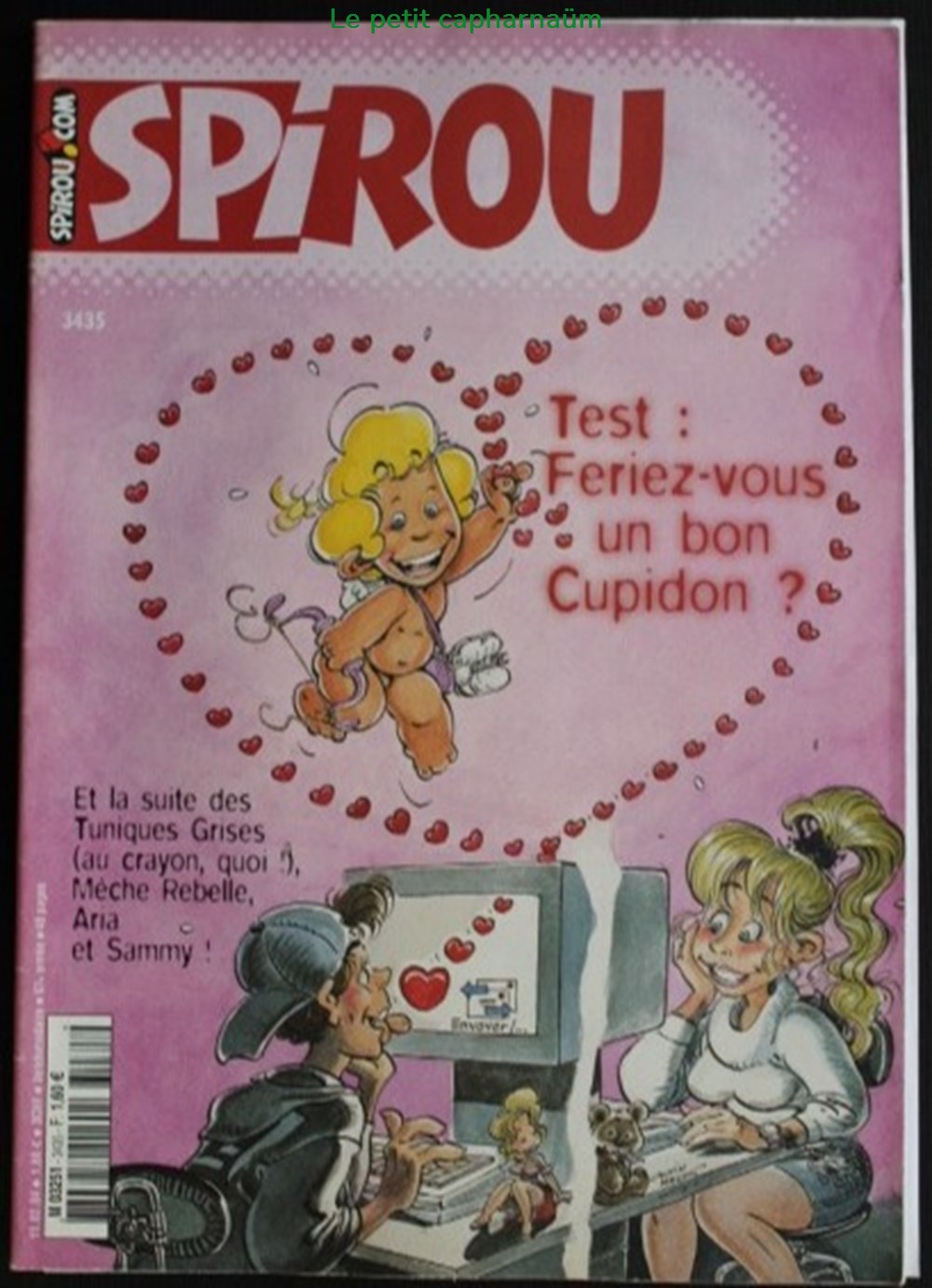 Spirou - 3435 - Couverture : Cupidon - Avec planche supplément Message gouvernemental livres bd revues spirou 3435 couverture cupidon avec planche supplement message gouvernemental