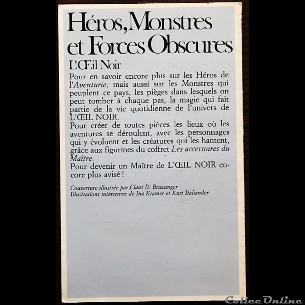 Jeu de rôle - Oeil noir (L') - Héros, monstres et forces obscures jeux jouet jeu de role oeil noir heros monstres et forces obscures