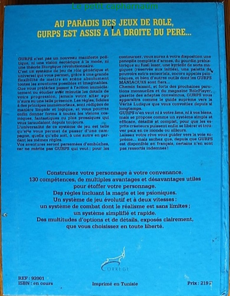 Jeu de rôle - Gurps - Livre des règles jeux societe jouets roles jeu de role gurps livre des regles