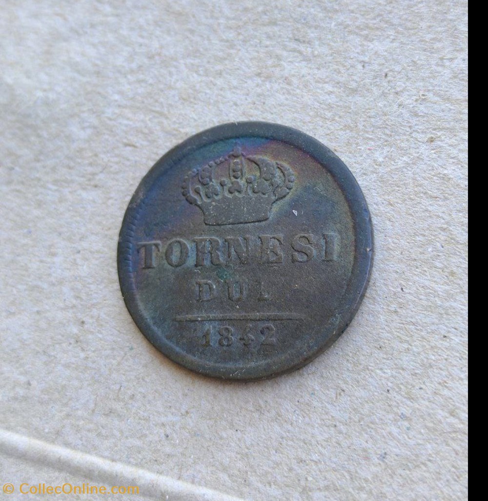 2 tornesi 1842 - Ferdinando II di Borbone, Regno Delle Due Sicilie monete 2 tornesi 1842 ferdinando ii di borbone regno delle due sicilie