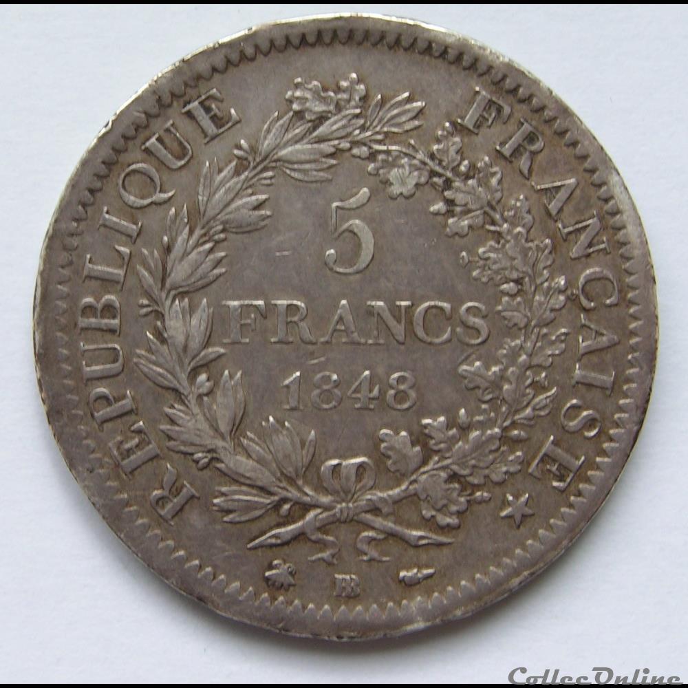 5 Francs Hercule 1848 BB monnaie france moderne 5 francs hercule 1848 bb