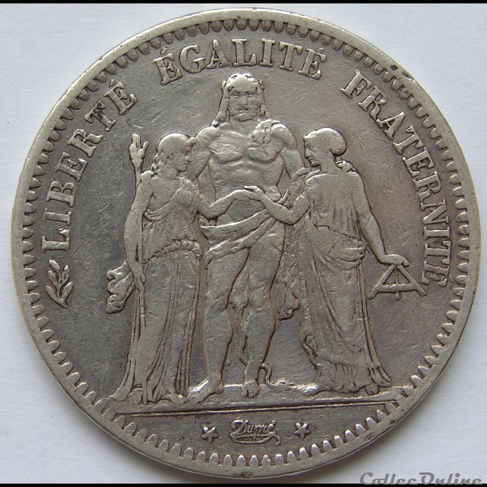 monnaie france moderne 5 francs hercule 1849 k