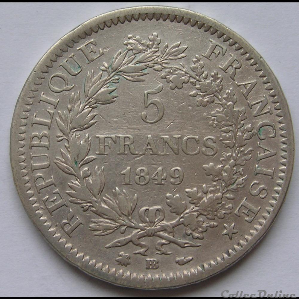 5 Francs Hercule 1849 BB monnaie france moderne 5 francs hercule 1849 bb