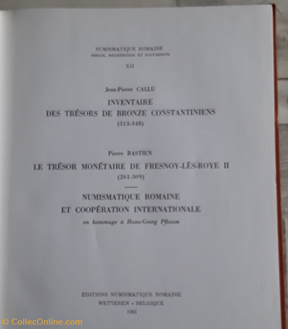 Jean-Pierre Callu , Perre Bastien , Trésors monétaires livres bd revues jean pierre callu perre bastien tresors monetaires