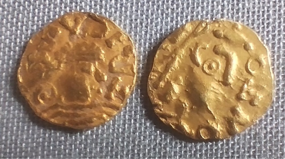 monnaies europe medievale a france merovingiennes deux triens merovingiens vii siecles