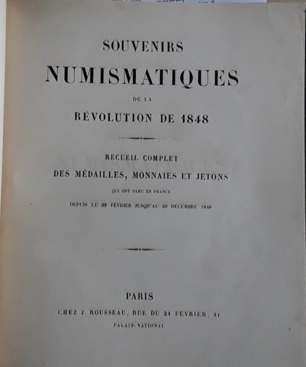 livres bd revues souvenirs numismatiques de la revolution de 1848