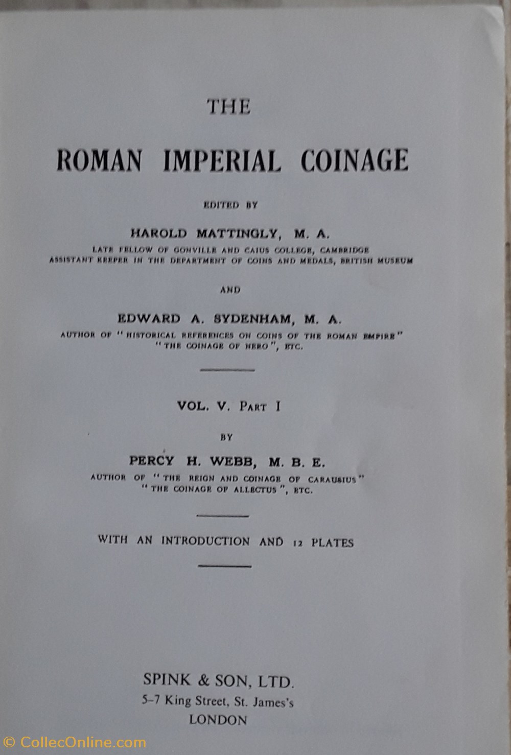 Mattingly/Sydenham , The Roman Imperial Coinage livres bd revues mattingly sydenham the roman imperial coinage