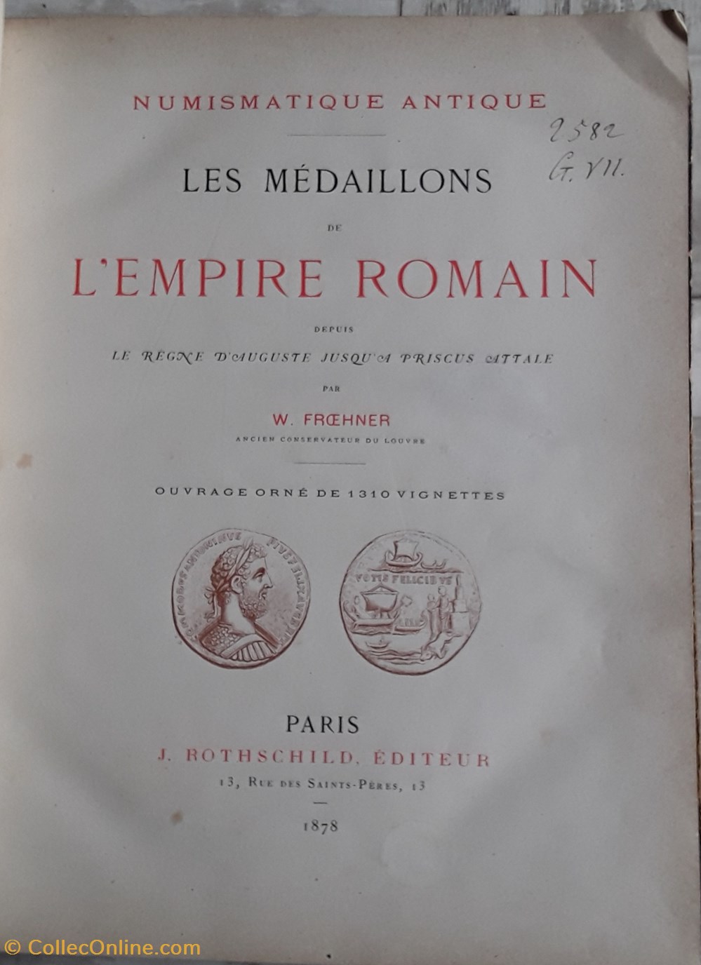 W.Frœhner , Les médaillons de l'empire Romain livres bd revues w fr hner les medaillons de empire romain