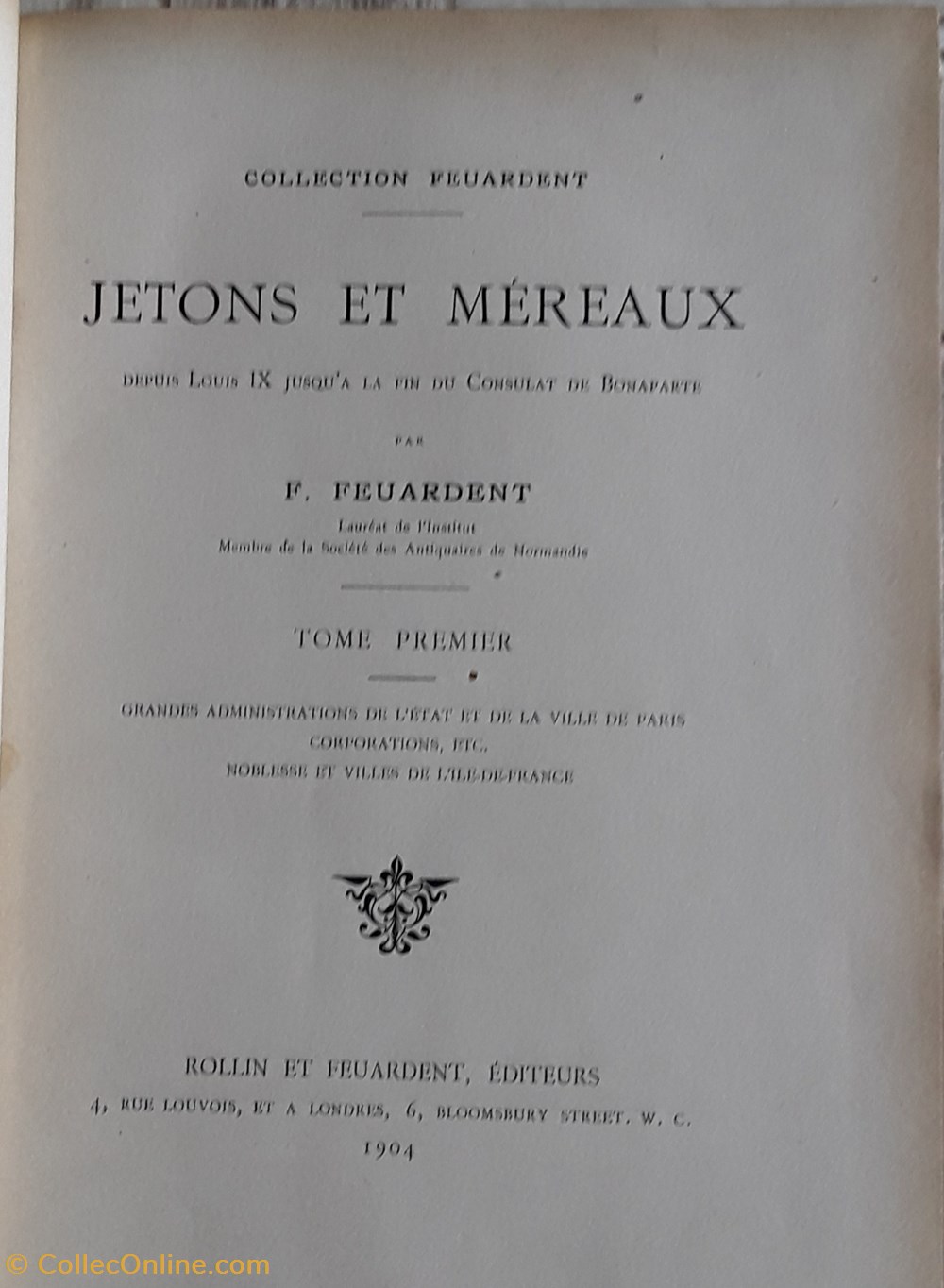 F. Feuardent , Jetons et Mereaux livres bd revues f feuardent jetons et mereaux