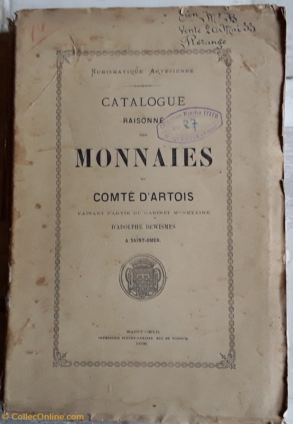livres bd revues adolphe dewisme catalogue raisonne des monnaies du comte artois