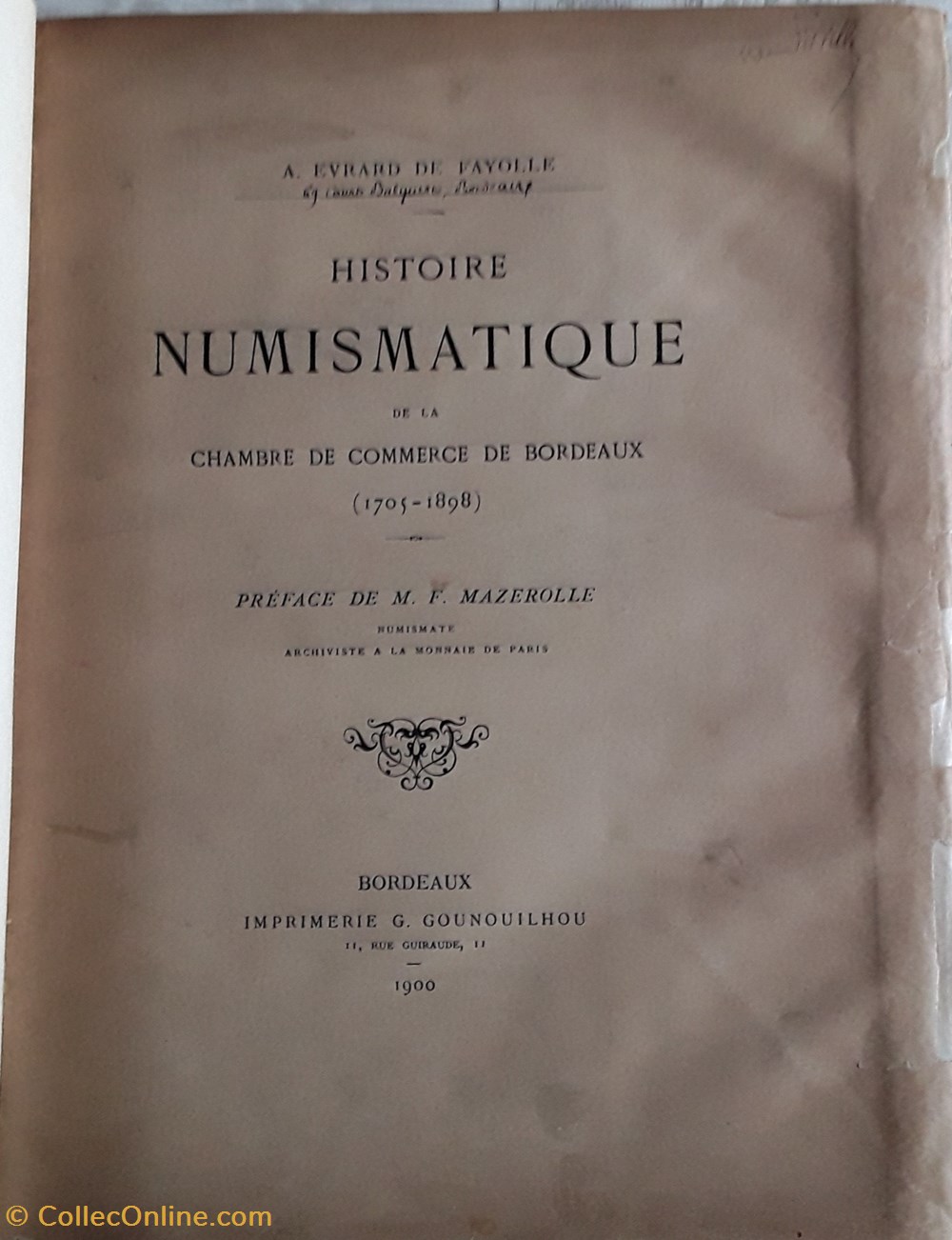 livres bd revues a evrard de fayolle histoire numismatique de la chambre de commerce de bordeaux