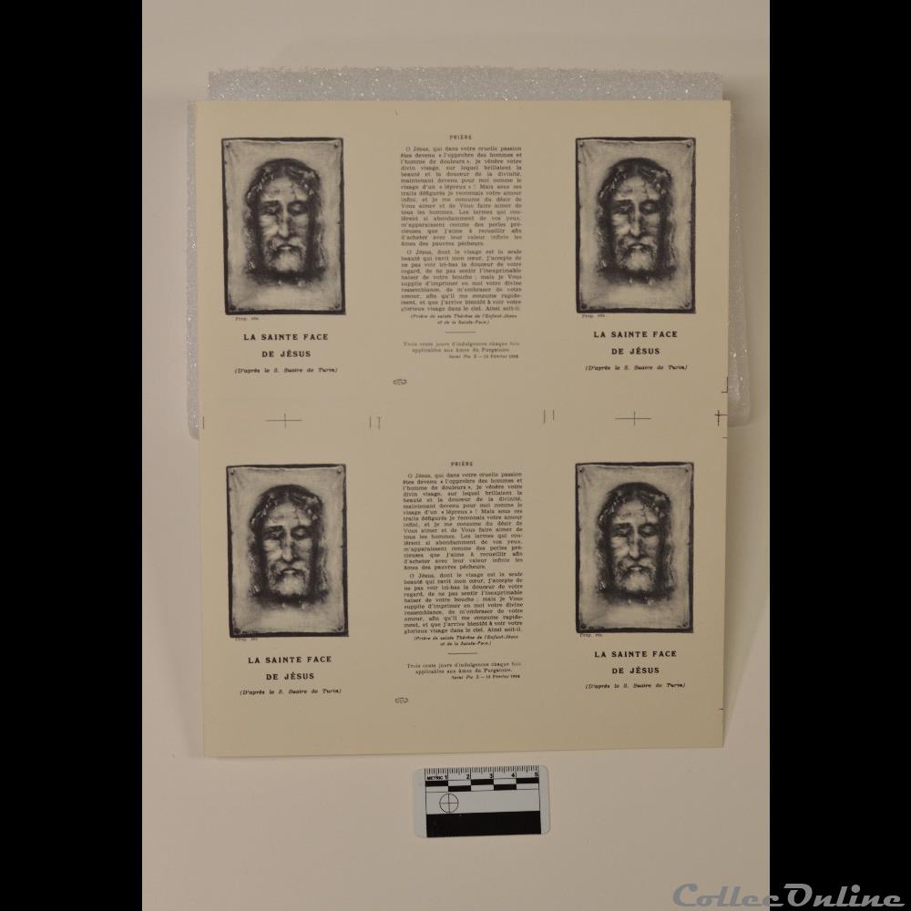 54 - Montage imprimé de la Sainte Face et de la prière avant découpe patrimoine religieux objet culte 54 montage imprime de la sainte face et de la priere avant decoupe