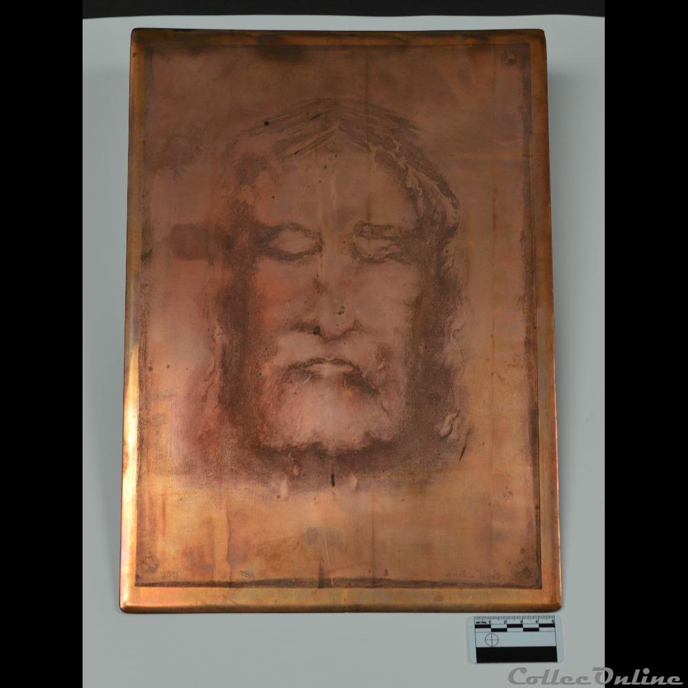 patrimoine religieux objet culte 48 grande plaques impression en cuivre de la sainte face