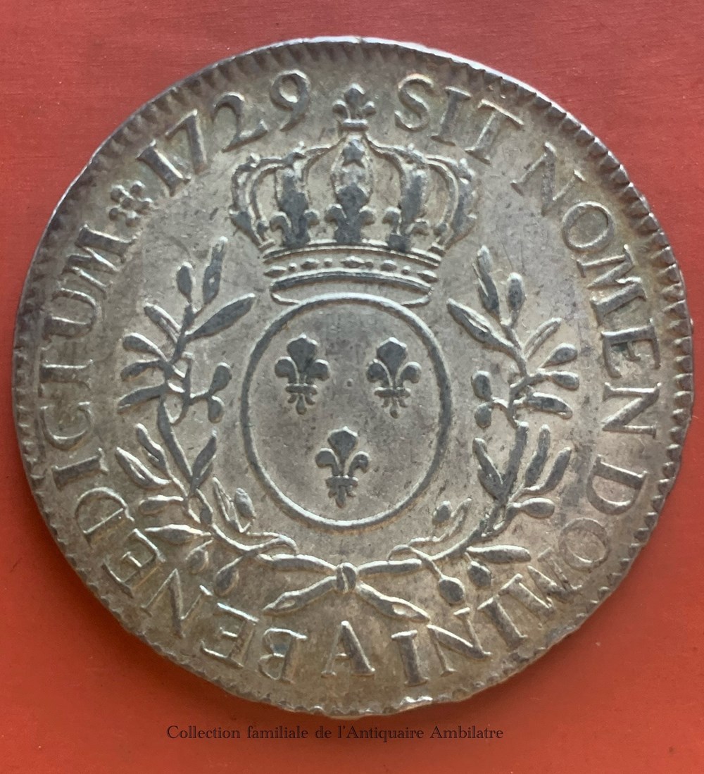 Écu Louis XV « aux branches d’olivier » 1729 monnaies europe medievale france royales ecu louis xv aux branches d olivier 1729