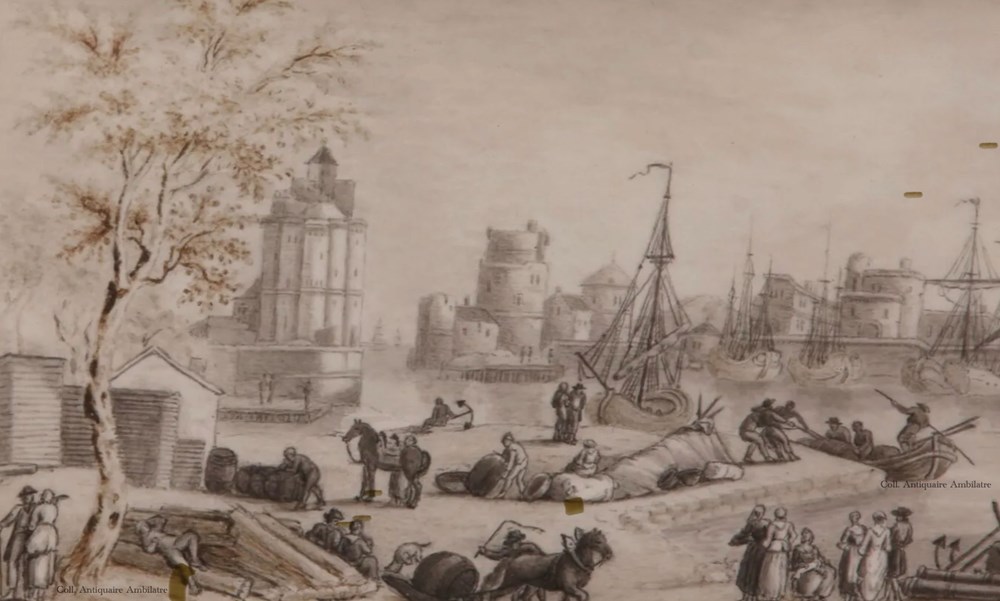 art antiquites peintures dessins fleury miniature du port de la rochelle